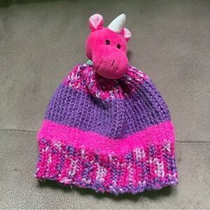 Handmade Pink Unicorn Crochetted Beanie
